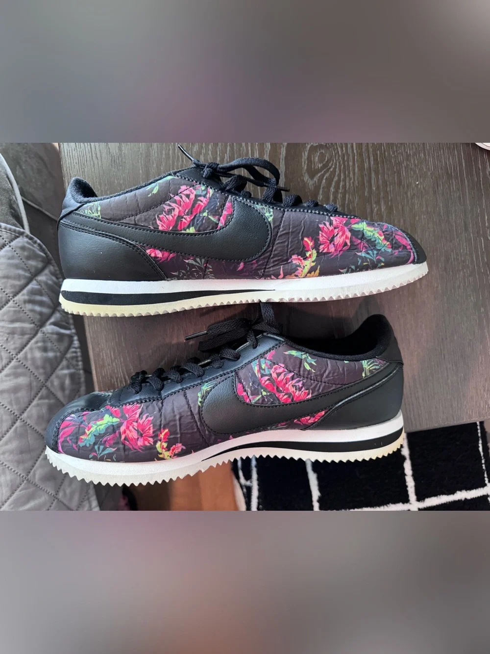 Nike Men’s Cortez Basic Black Floral Sneakers 11